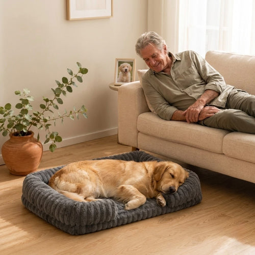 Senior golden retriever sleeping on the Pawzy Cloud Bed